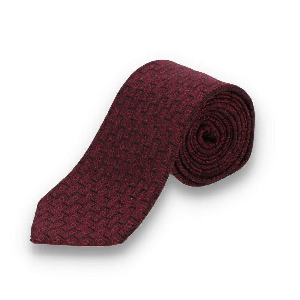 FERRAGAMO フェラガモ メンズ ネクタイ グリーン ワインレッド レッド ネイビー ブルー 総柄 幾何学模様 35 TIE 775210