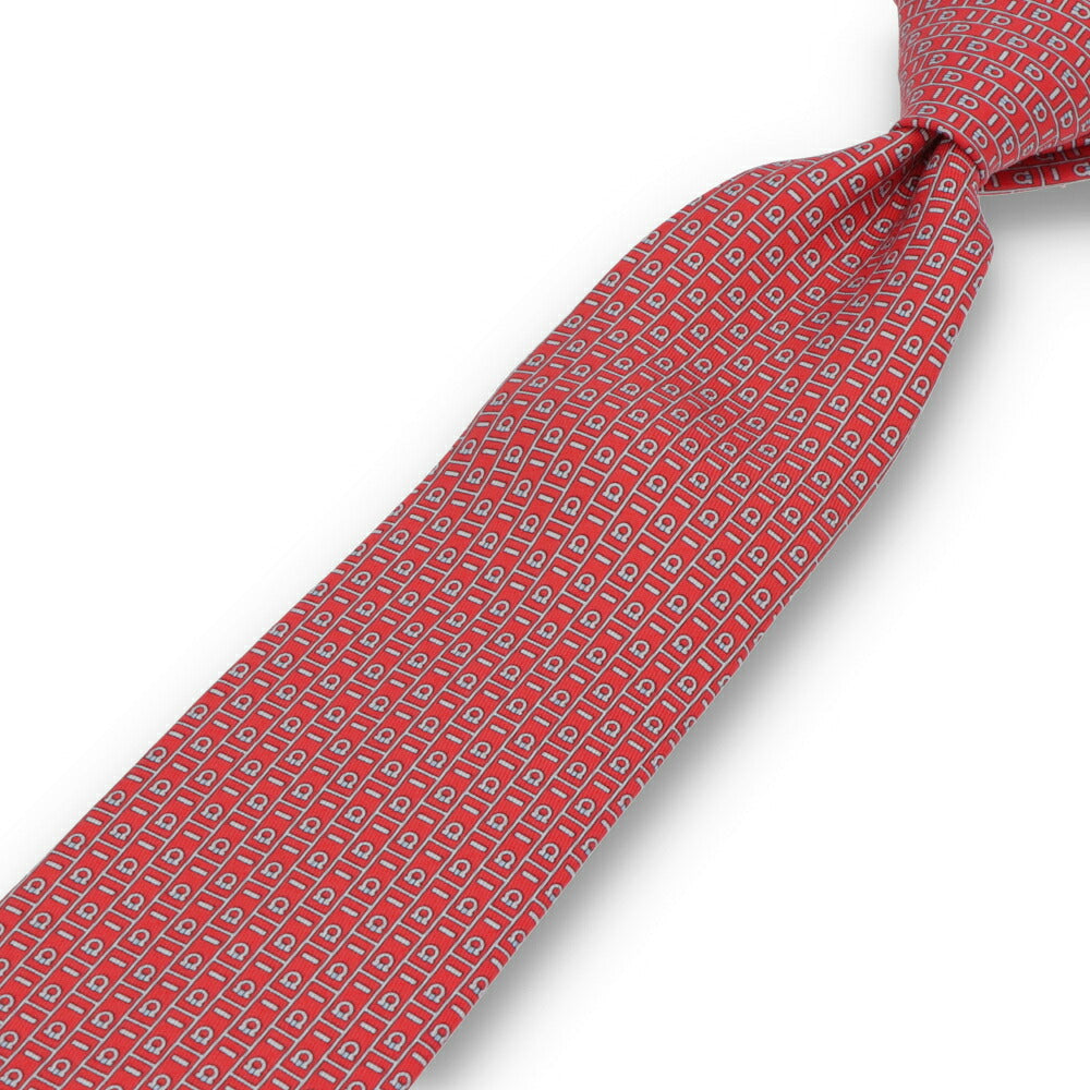 FERRAGAMO フェラガモ メンズ ネクタイ グリーン ワインレッド レッド ネイビー ブルー 総柄 幾何学模様 35 TIE 775210