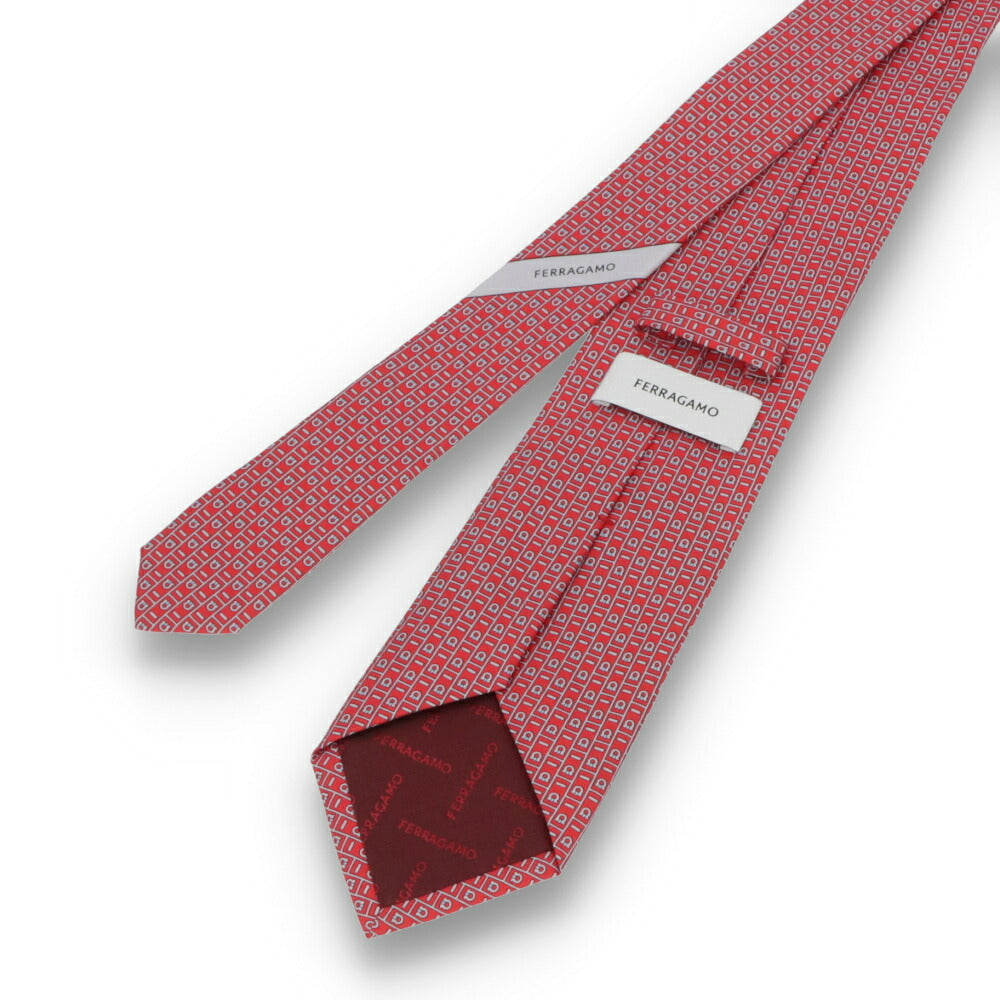 FERRAGAMO フェラガモ メンズ ネクタイ グリーン ワインレッド レッド ネイビー ブルー 総柄 幾何学模様 35 TIE 775210