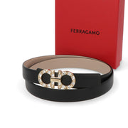 FERRAGAMO ベルト Reversible Gancini Belt NERO ロゴ ガンチーニ 230205 754954