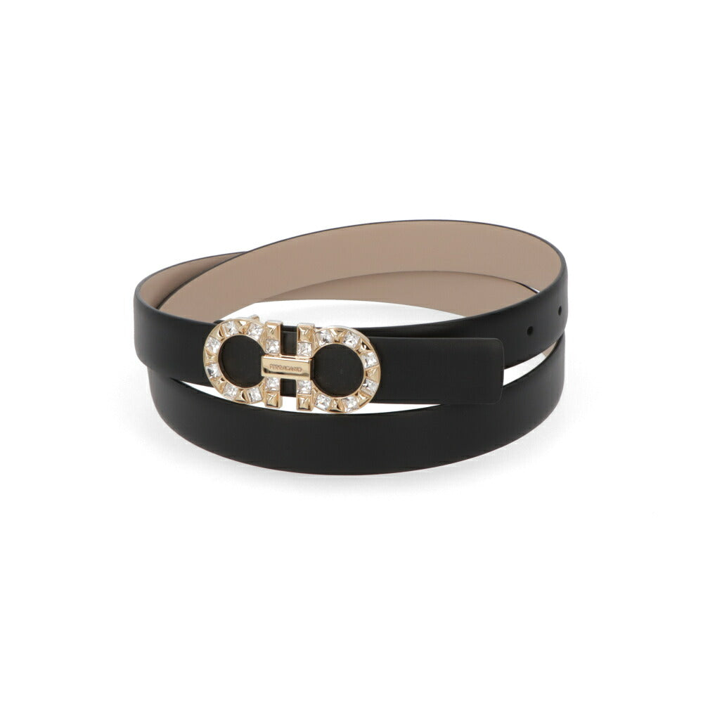 FERRAGAMO ベルト Reversible Gancini Belt NERO ロゴ ガンチーニ 230205 754954