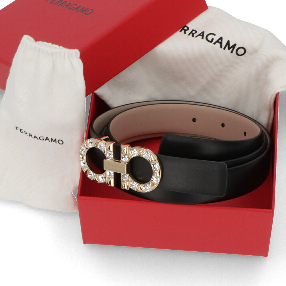 FERRAGAMO ベルト Reversible Gancini Belt NERO ロゴ ガンチーニ 230205 754954