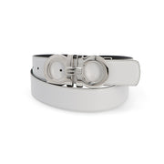 FERRAGAMO ベルト ライトグレー×ブラック グレイン ガンチーニ 670270 776350