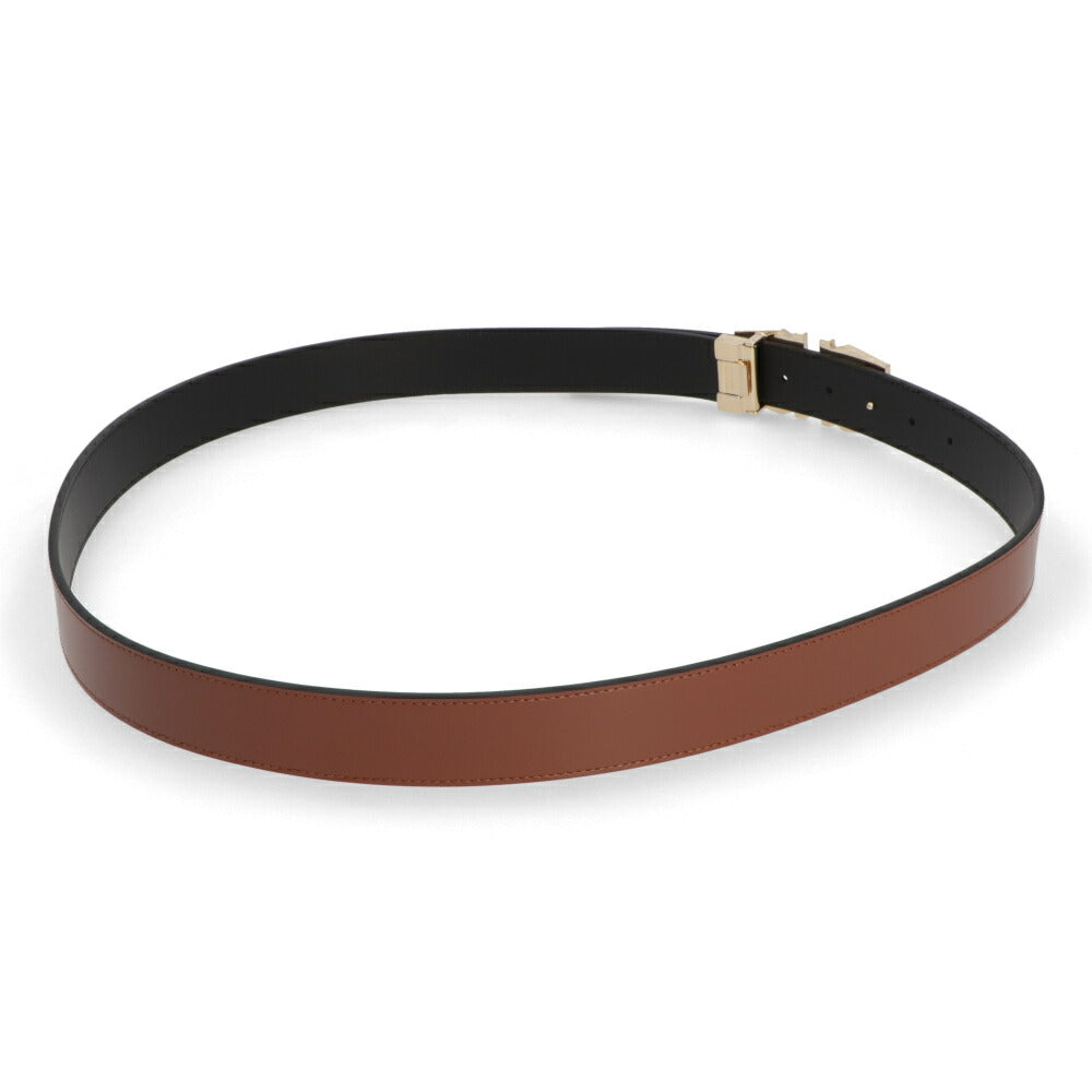 FERRAGAMO ベルトブラウン×ブラック ガンチーニ ロゴ入り 670367 775761