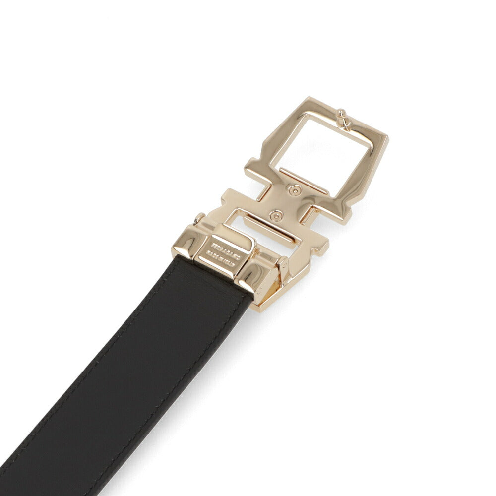 FERRAGAMO ベルトブラウン×ブラック ガンチーニ ロゴ入り 670367 775761