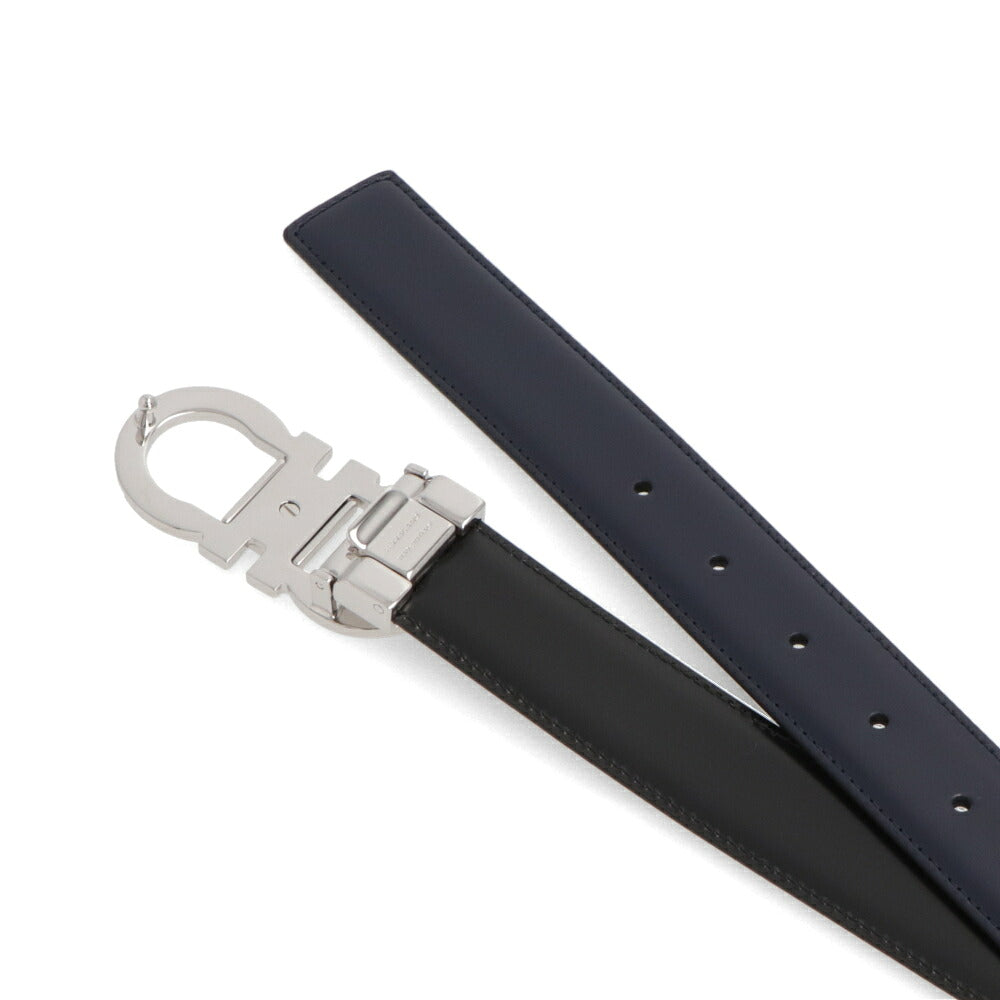 FERRAGAMO フェラガモ メンズ 雑貨 ベルト リバーシブルガンチーニベルト ブラック×ネイビー ダブル・ガンチーニ 670326 770942