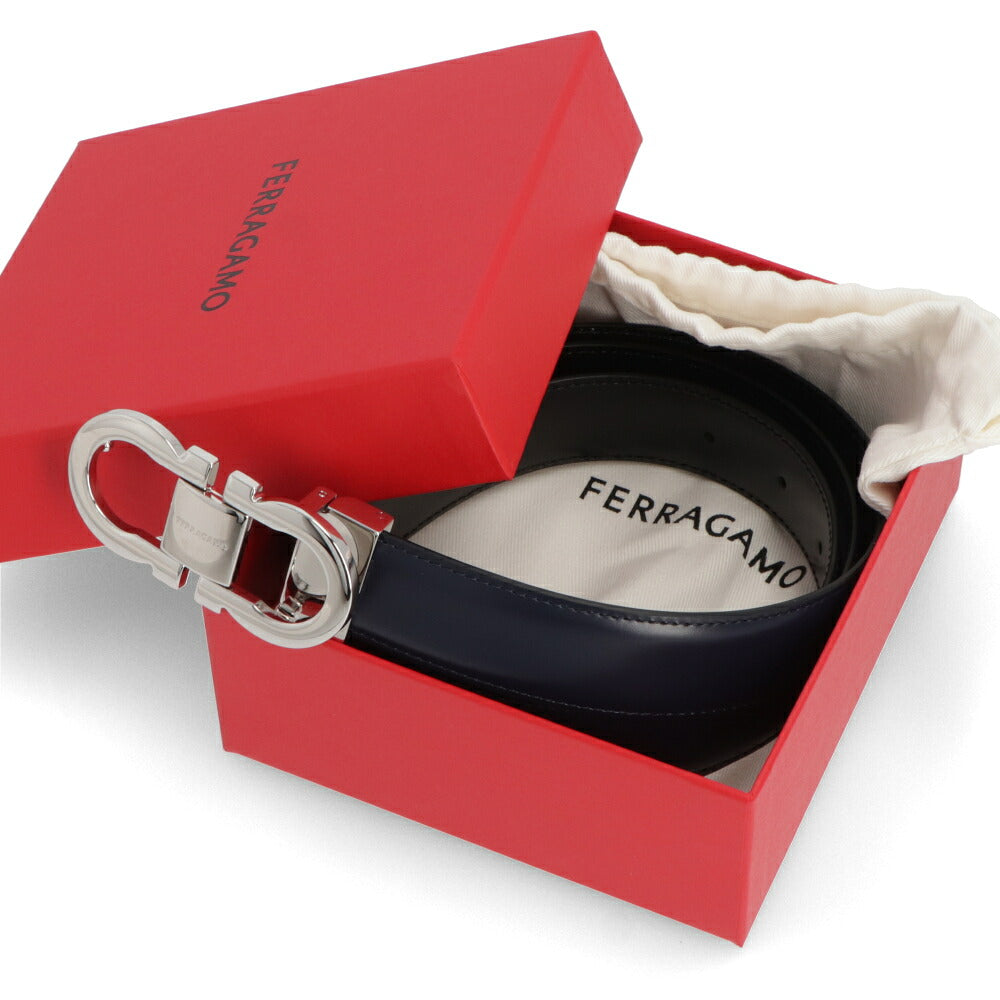 FERRAGAMO フェラガモ メンズ 雑貨 ベルト リバーシブルガンチーニベルト ブラック×ネイビー ダブル・ガンチーニ 670326 770942