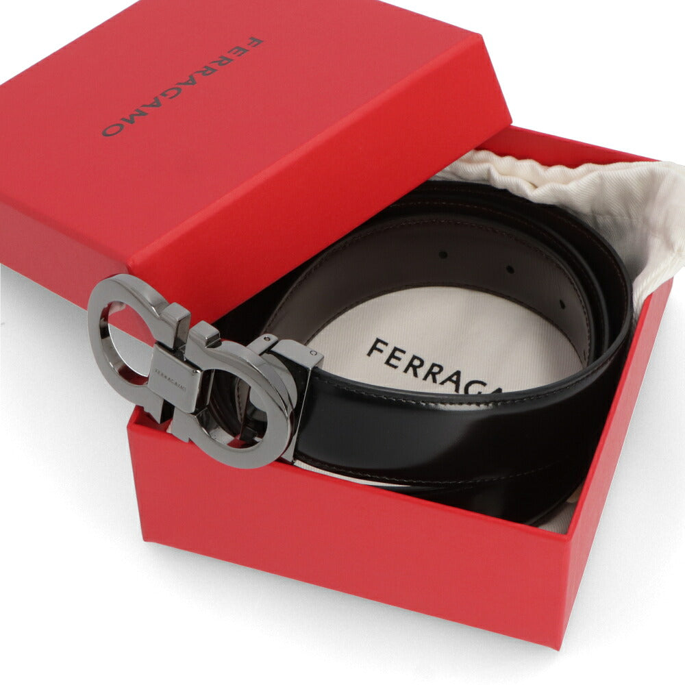 FERRAGAMO フェラガモ メンズ 雑貨 ベルト リバーシブルガンチーニベルト ブラック×ブラウン ダブル・ガンチーニ 679535 644557