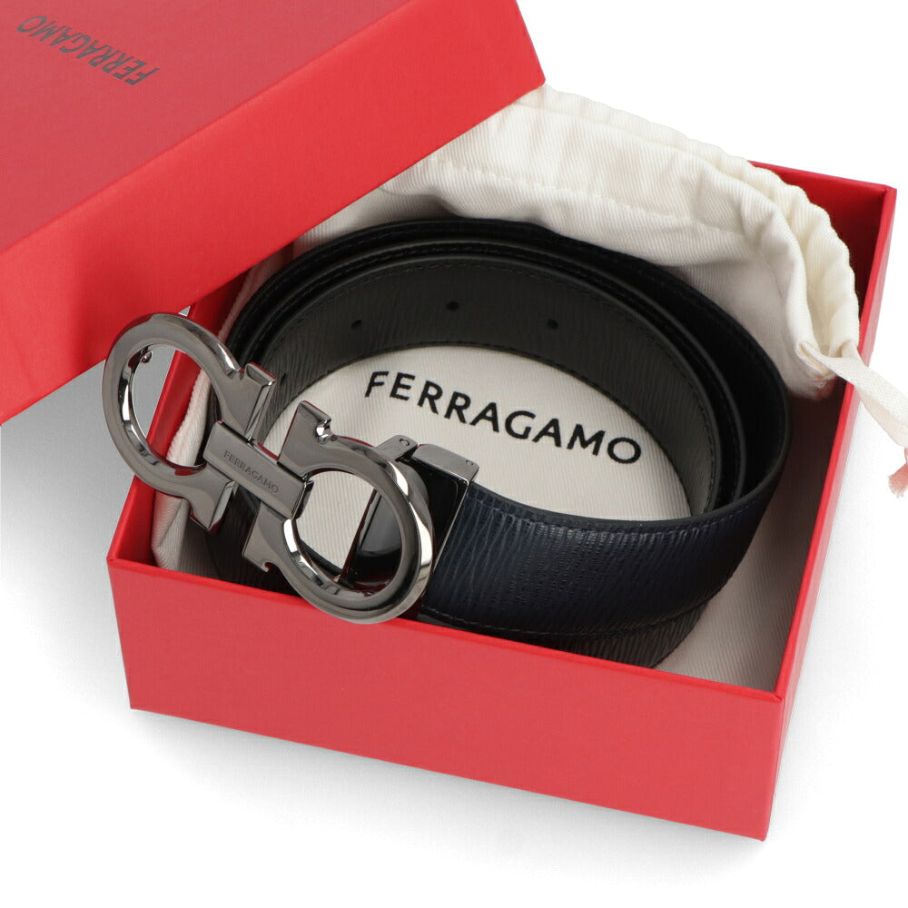 FERRAGAMO フェラガモ メンズ 雑貨 ベルト リバーシブルガンチーニベルト ネイビー×ブラック ダブル・ガンチーニ 679710 746507