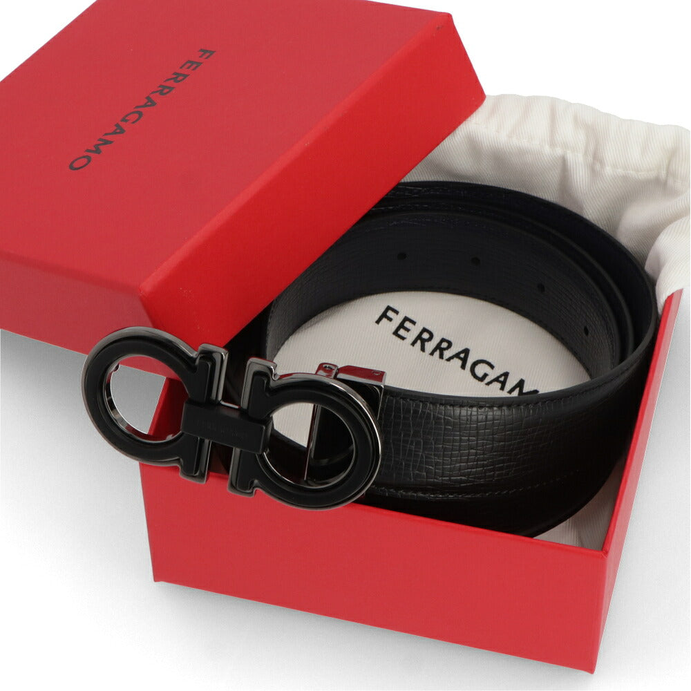 FERRAGAMO フェラガモ メンズ 雑貨 ベルト リバーシブルガンチーニベルト ブラック×ネイビー ダブル・ガンチーニ 67A254 770682