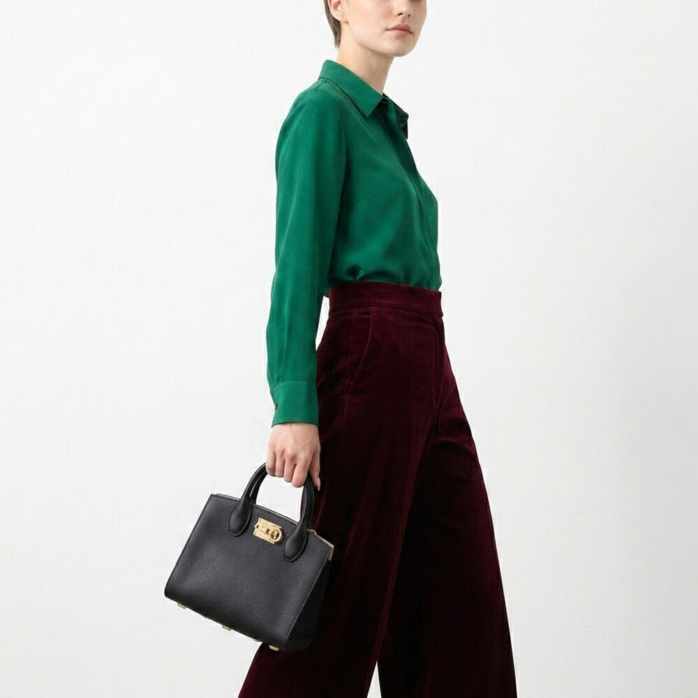 FERRAGAMO フェラガモ レディース バッグ ハンドバッグ ブラック レザー ショルダーバッグ 2way 211424 750036
