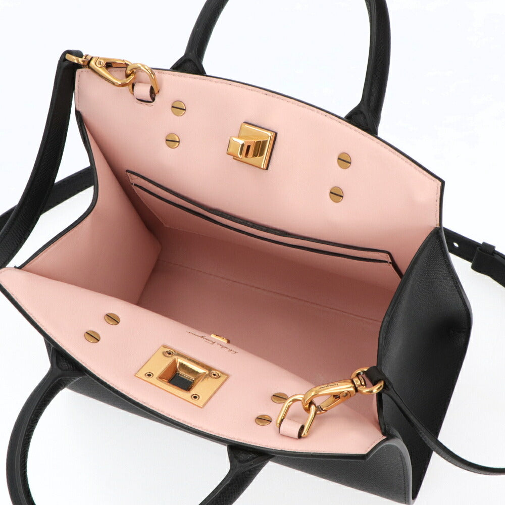 FERRAGAMO フェラガモ レディース バッグ ハンドバッグ ブラック レザー ショルダーバッグ 2way 211424 750036