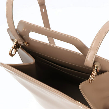 FERRAGAMO ショルダーWANDA ベージュ レザー ワンダ ゴールド金具