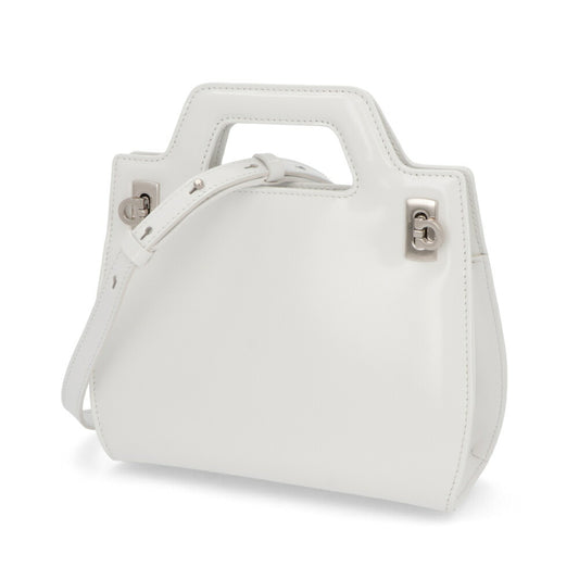 FERRAGAMO ショルダーWANDA ホワイト レザー ワンダ ゴールド金具