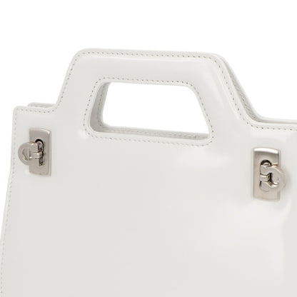 FERRAGAMO ショルダーWANDA ホワイト レザー ワンダ ゴールド金具