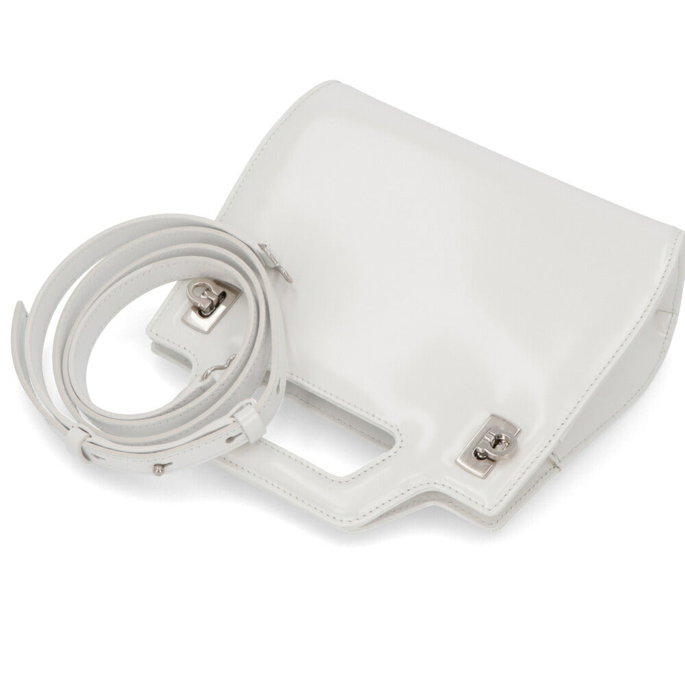 FERRAGAMO ショルダーWANDA ホワイト レザー ワンダ ゴールド金具