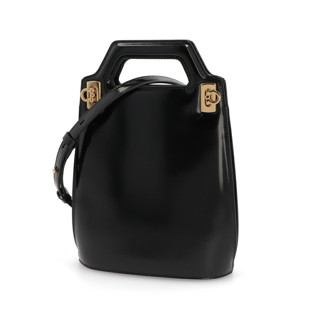 FERRAGAMO ハンドバッグ WANDA ブラック ワンダ ショルダーバッグ 2WAY 213494 0762502