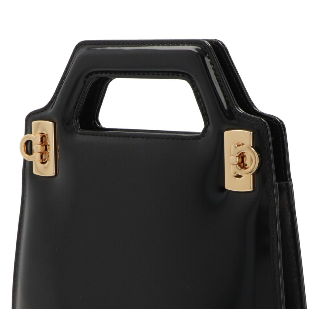 FERRAGAMO ハンドバッグ WANDA ブラック ワンダ ショルダーバッグ 2WAY 213494 0762502
