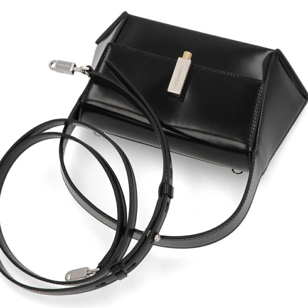 FERRAGAMO ショルダーバッグ Geometric Shoulder bag Small ブラック 213971 0762804