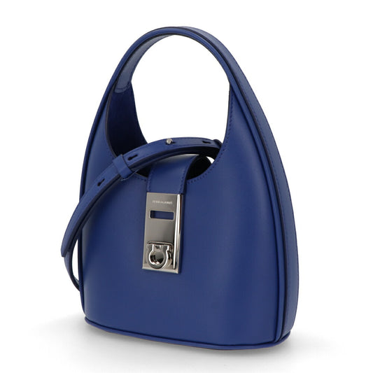 FERRAGAMO ショルダーバッグ  ブルー カーフレザー ハンドバッグ 213978 0764455