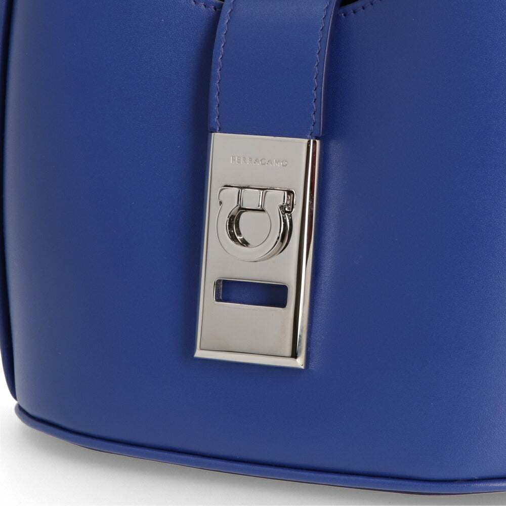 FERRAGAMO ショルダーバッグ  ブルー カーフレザー ハンドバッグ 213978 0764455