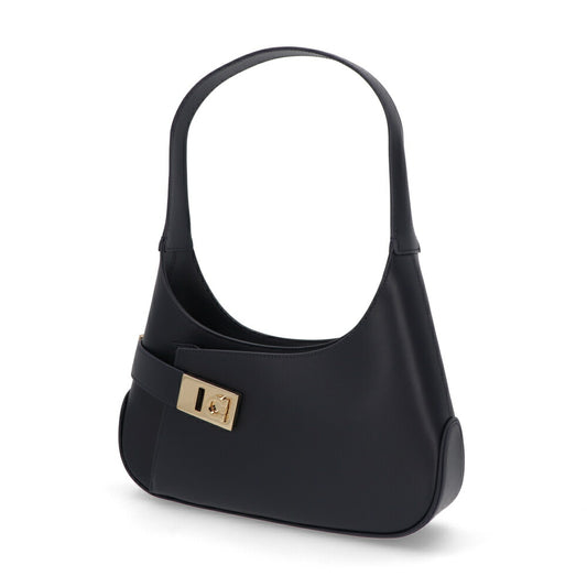 FERRAGAMO ショルダーバッグ ネイビー レザー 216295 0768598