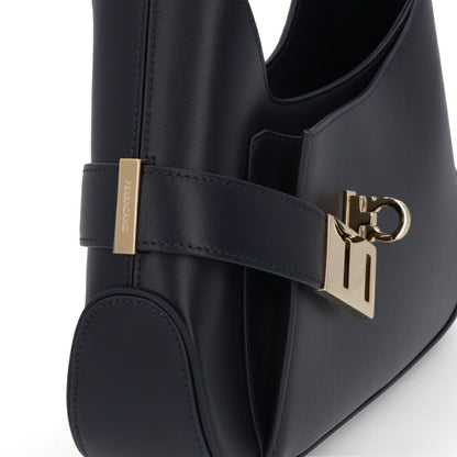 FERRAGAMO ショルダーバッグ ネイビー レザー 216295 0768598