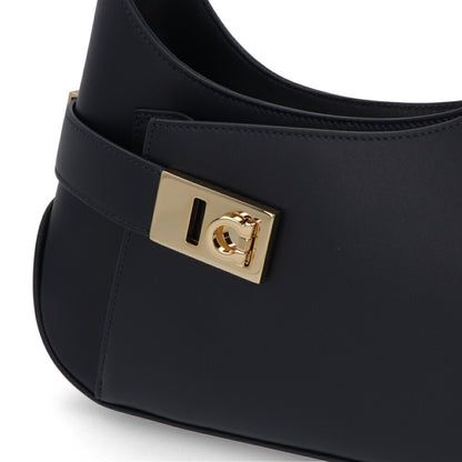 FERRAGAMO ショルダーバッグ ネイビー レザー 216295 0768598