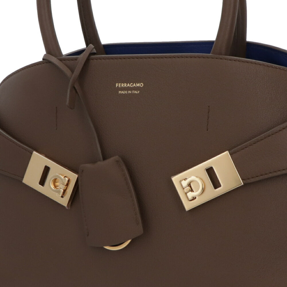 FERRAGAMO ハンドバッグ ブラウン スキン バイカラー 215608 771867