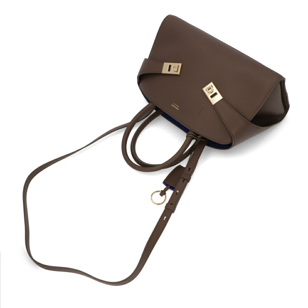 FERRAGAMO ハンドバッグ ブラウン スキン バイカラー 215608 771867