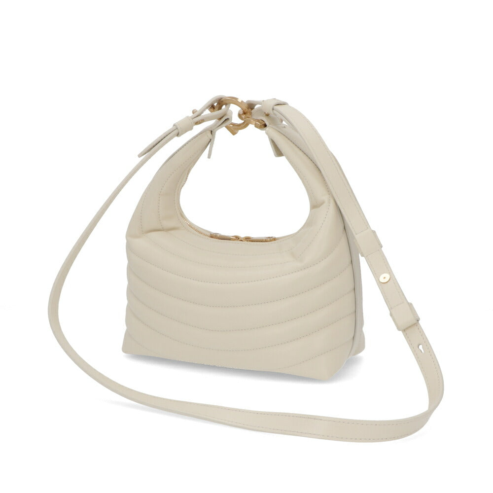 FERRAGAMO ショルダーバッグ クリーム カーフ ホーボーバッグ クロスボディバッグ 219457 776826