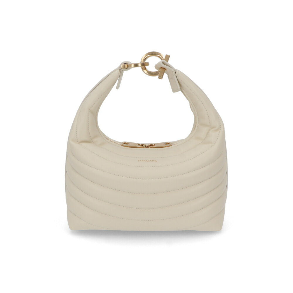 FERRAGAMO ショルダーバッグ クリーム カーフ ホーボーバッグ クロスボディバッグ 219457 776826