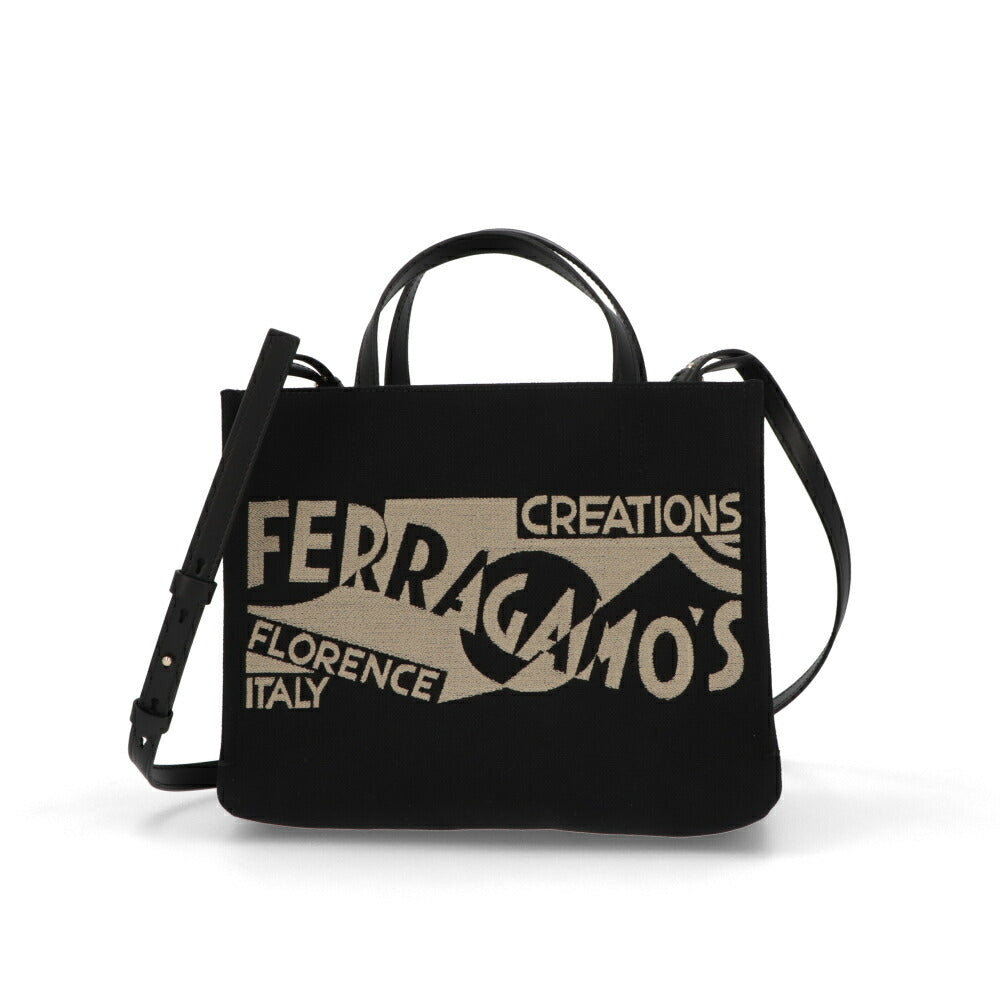 FERRAGAMO トートバッグ ブラック ショルダーバッグ ハンドバッグ 2WAY 219476 776548