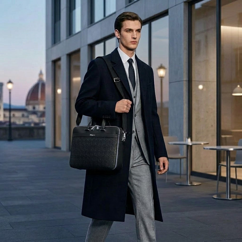 FERRAGAMO フェラガモ  ビジネスバッグ  ブラック ガンチーニ ブリーフケース 241478 769499