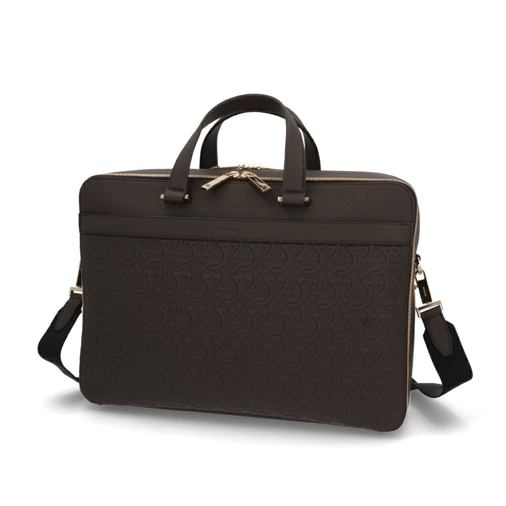 FERRAGAMO ビジネスバッグ ダークブラウン ガンチーニ ブリーフケース 241478 769500