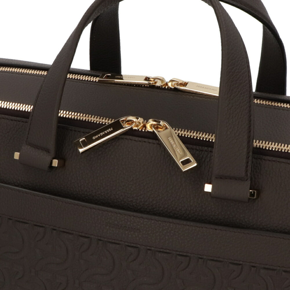 FERRAGAMO フェラガモ  ビジネスバッグ ダークブラウン ガンチーニ ブリーフケース 241478 769500