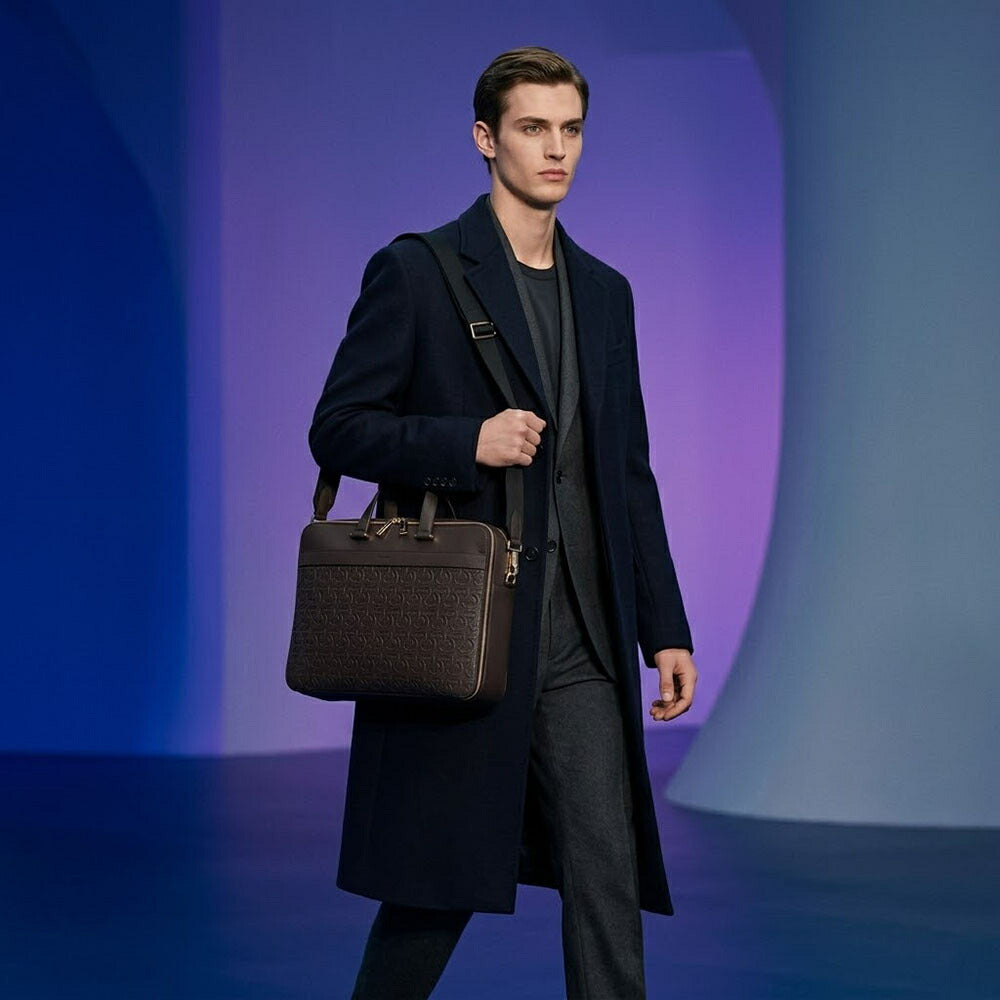 FERRAGAMO フェラガモ  ビジネスバッグ ダークブラウン ガンチーニ ブリーフケース 241478 769500