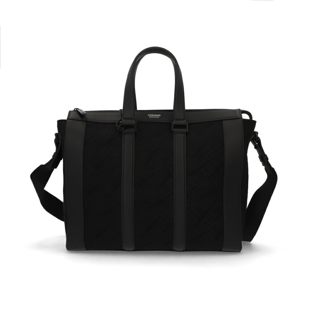 FERRAGAMO ビジネスバッグ  ブラック モノグラム ジャガード ブリーフケース 241660 775979