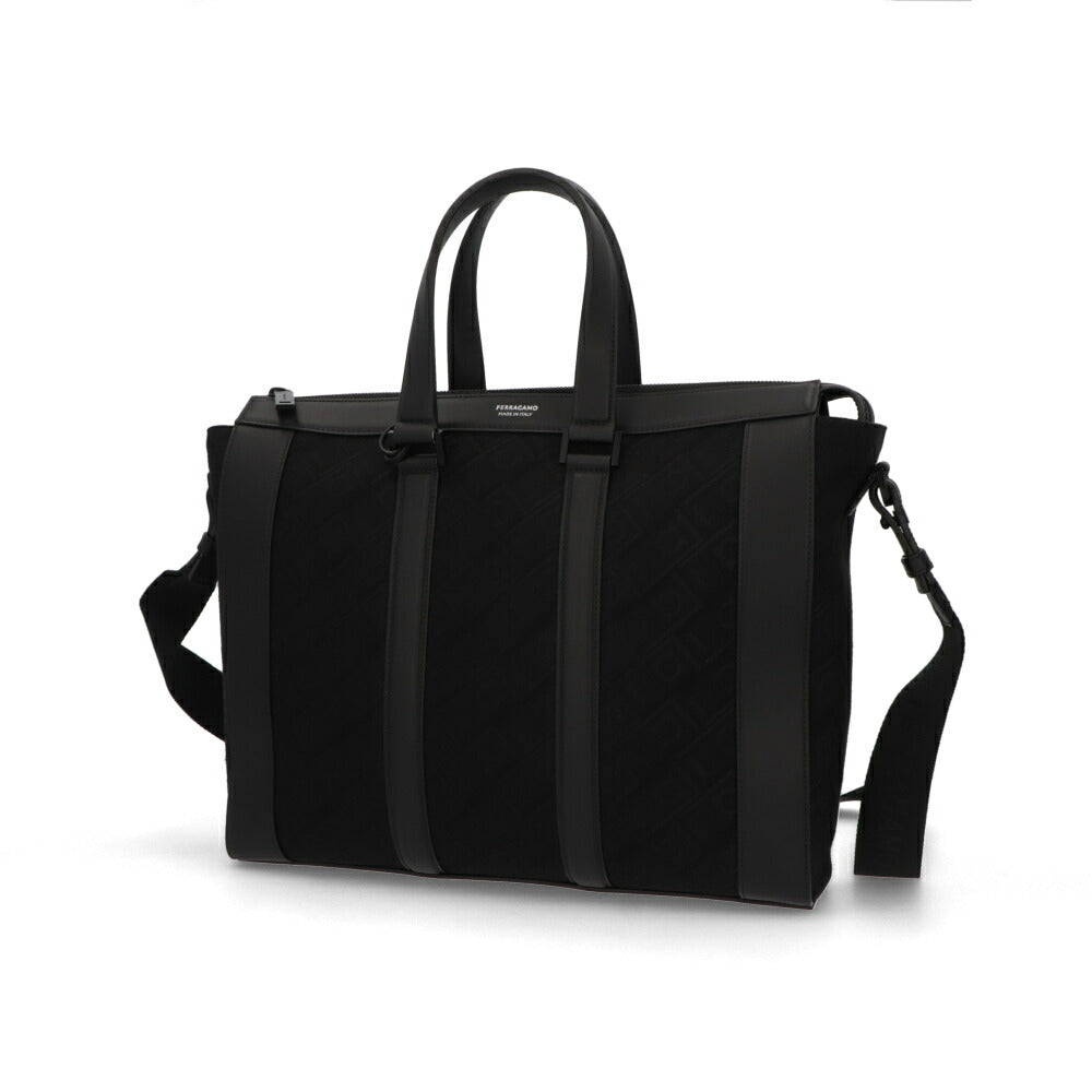 FERRAGAMO ビジネスバッグ  ブラック モノグラム ジャガード ブリーフケース 241660 775979