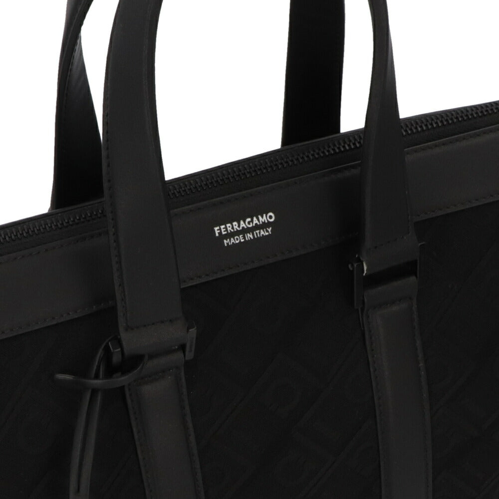 FERRAGAMO ビジネスバッグ  ブラック モノグラム ジャガード ブリーフケース 241660 775979