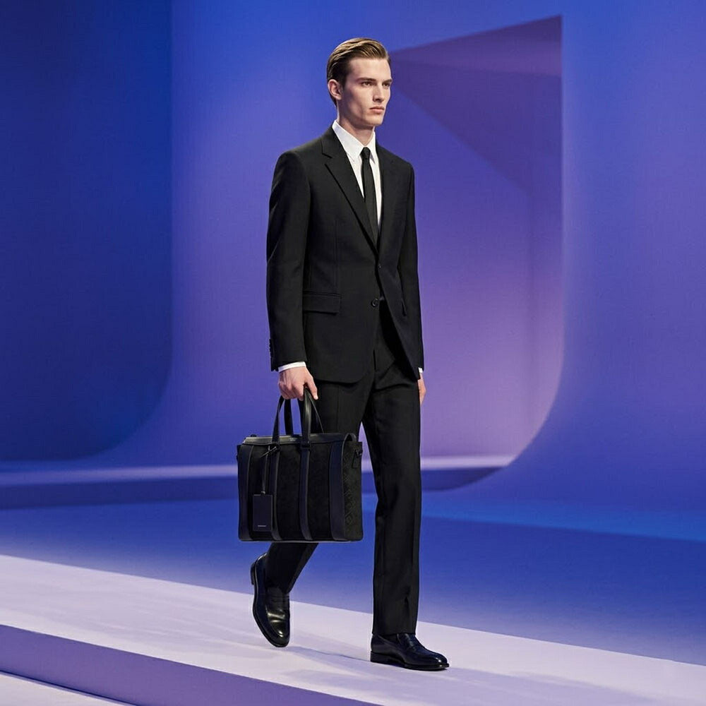 FERRAGAMO ビジネスバッグ  ブラック モノグラム ジャガード ブリーフケース 241660 775979