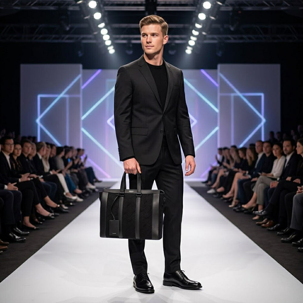 FERRAGAMO ビジネスバッグ  ブラック モノグラム ジャガード ブリーフケース 241660 775979
