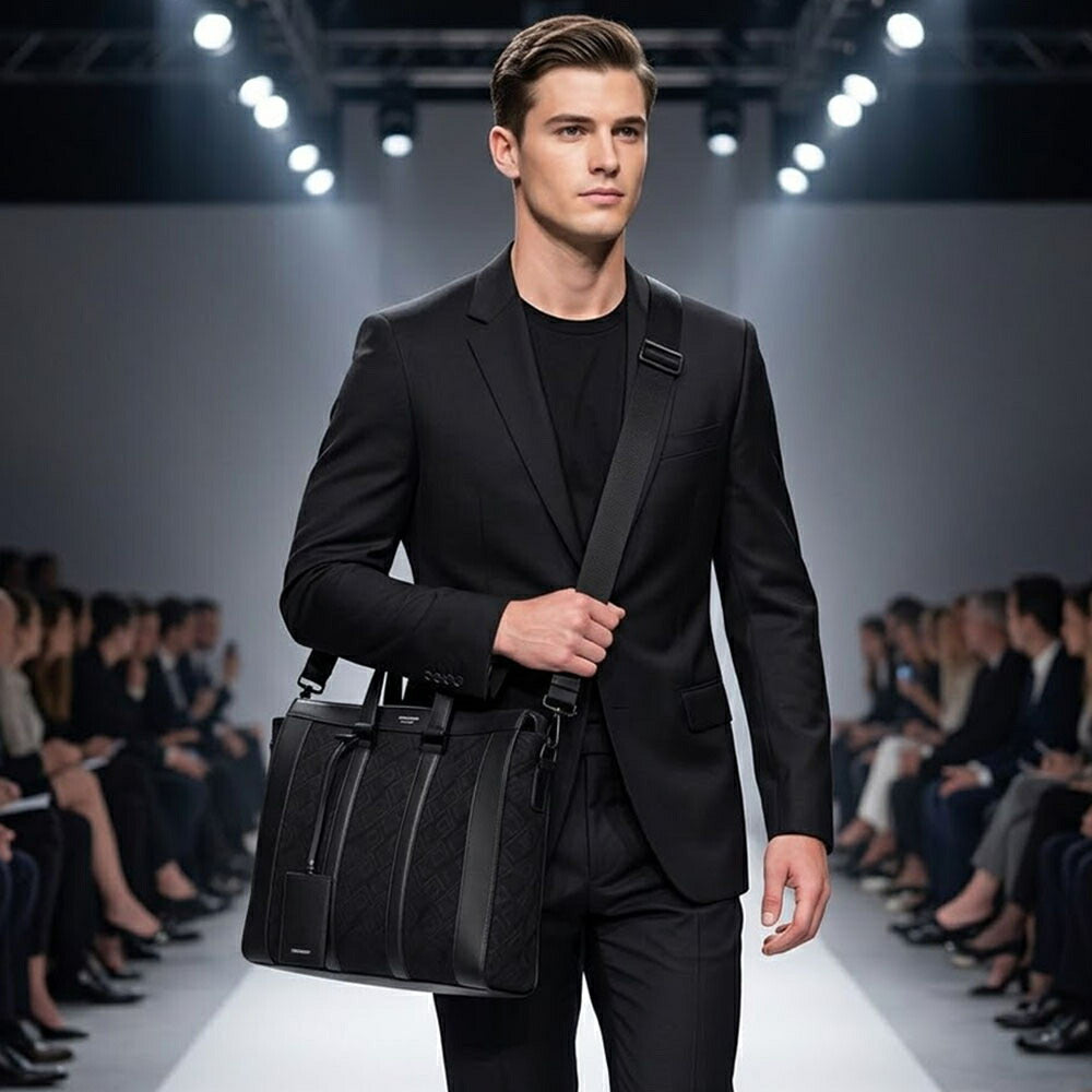 FERRAGAMO ビジネスバッグ  ブラック モノグラム ジャガード ブリーフケース 241660 775979