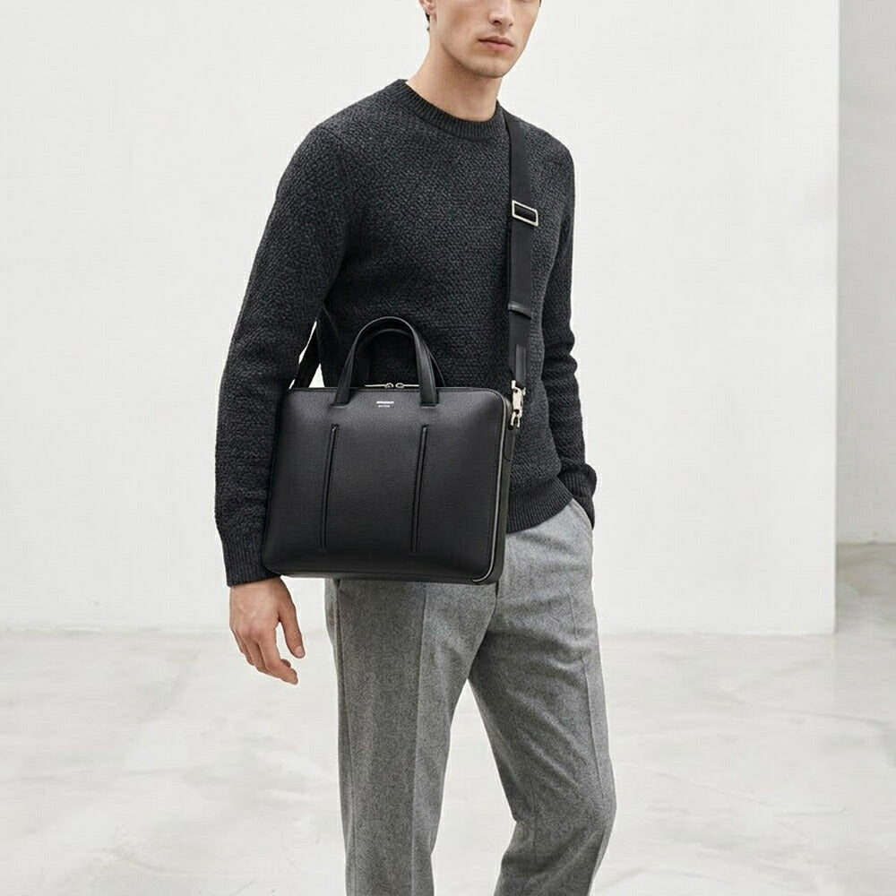 FERRAGAMO フェラガモ メンズ バッグ ビジネスバッグ ブラック カーフ
