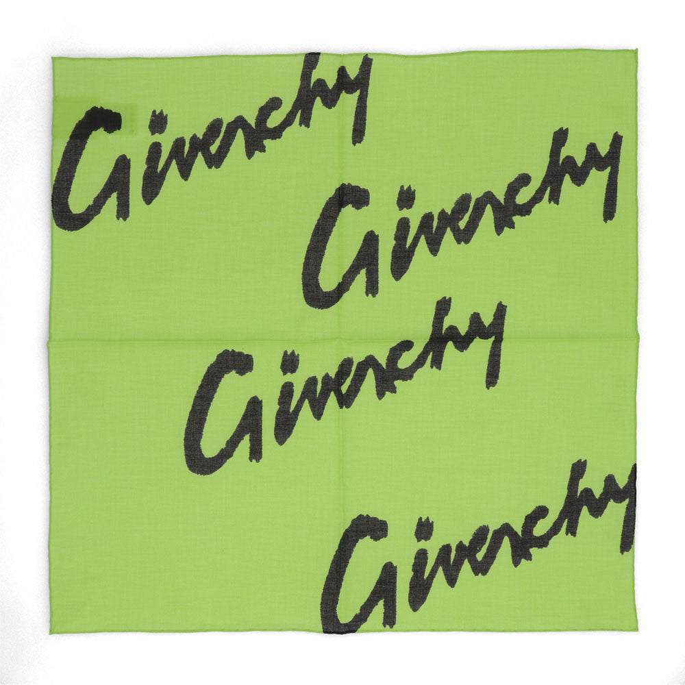 GIVENCHY スカーフ グリーン ロゴプリント ミニスカーフ