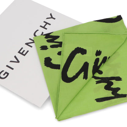 GIVENCHY スカーフ グリーン ロゴプリント ミニスカーフ
