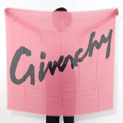 ジバンシィ GIVENCHY マフラー・ストール・スカーフ ストール ユニセックス ブラック ピンク ポリノジック カシミヤ ロゴ 筆記体 大判ストール グラフィティロゴ フリンジ ショール 31GVSFGV1212SQ100