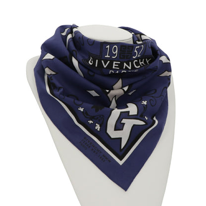 GIVENCHY スカーフ ネイビー ロゴプリント 4Gモチーフ