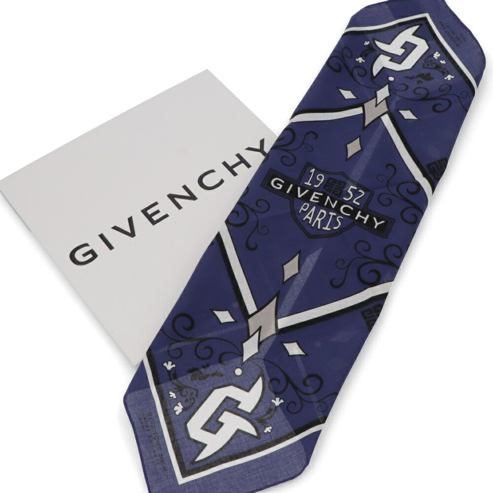 GIVENCHY スカーフ ネイビー ロゴプリント 4Gモチーフ