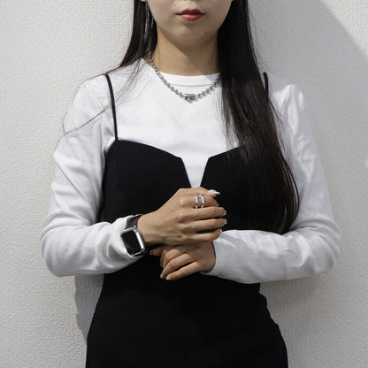 エルメス オスモズPM アクセサリー 指輪・リング 54 55 (日本サイズ14.15号) レディース シルバー 925 Bague Osmos Hロゴ H102539B